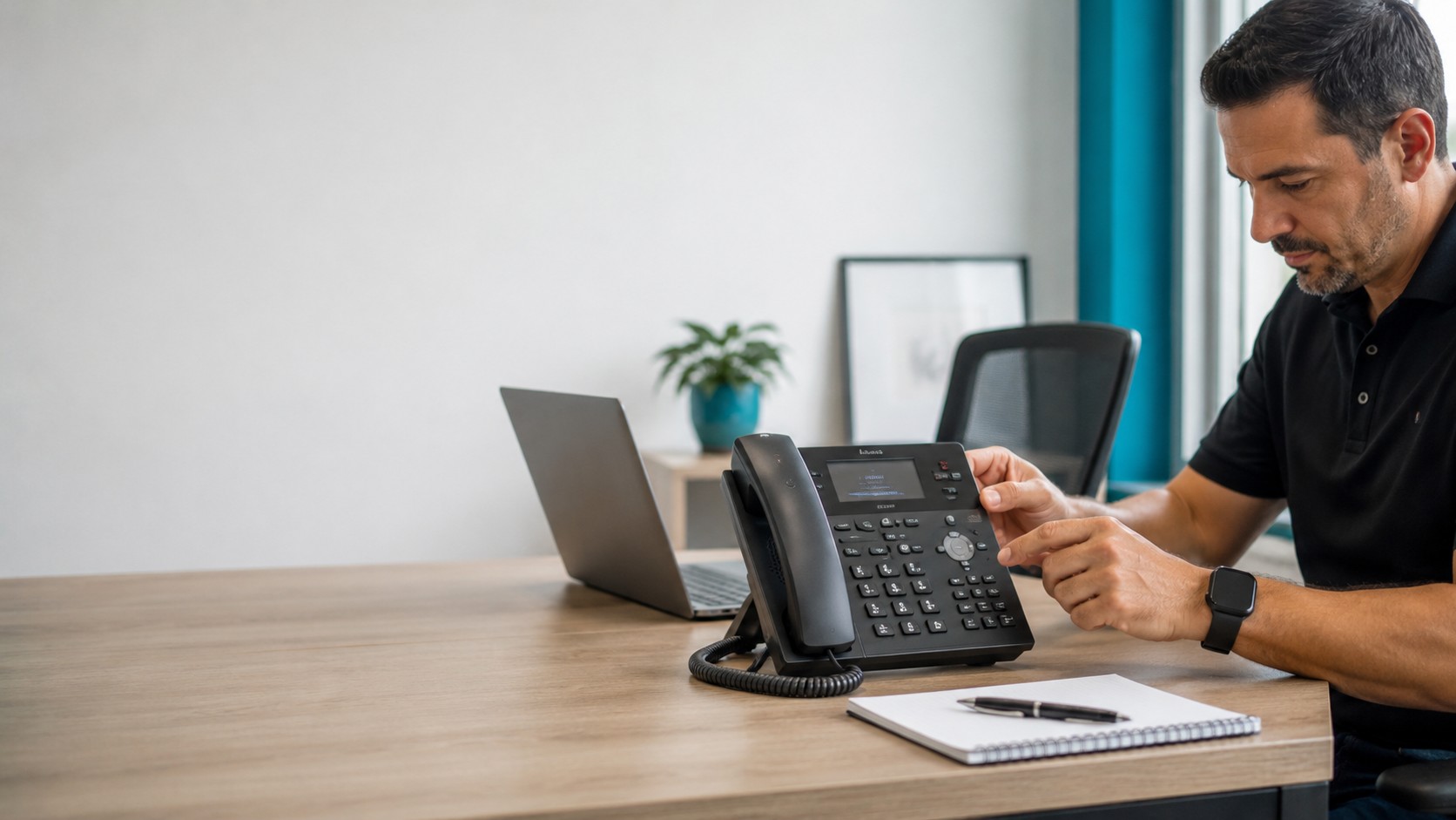 Business phone system being configured in a South Florida office